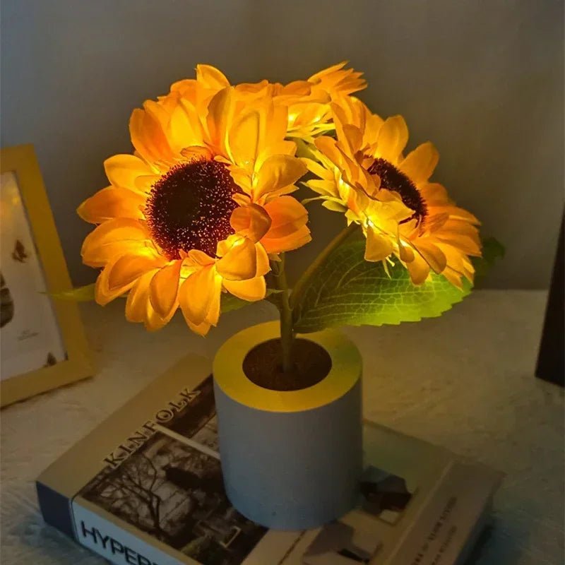 Lampe Veilleuse LED tournesol décorative – Lampe de nuit à lumière chaude - LUMI - HOME